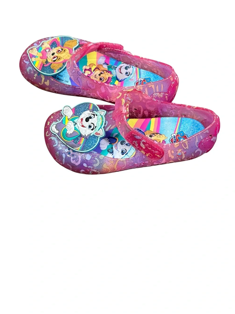 Paw Patrol Pink Purple Glitter Mary Jane Shoes with Rainbow Graphics